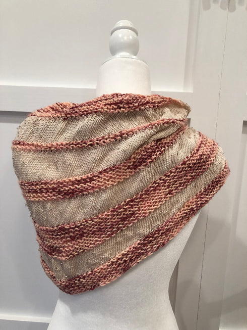 KNITTING PATTERN: Cotton Shimmer Beaded Crescent Shawl Stockinette stitch, garter stitch, easy to learn!